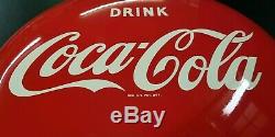 100% ORIG. 1949 16 Drink Coca-Cola Enamal Paint Metal Button Sign -Pristine Cond