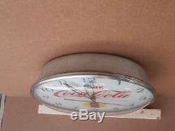 15 DIAMETER COCA-COLA LIGHTED ELECTRIC ADVERTISING CLOCK by PAM Brooklyn NY