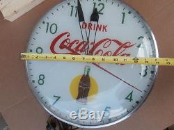 15 DIAMETER COCA-COLA LIGHTED ELECTRIC ADVERTISING CLOCK by PAM Brooklyn NY