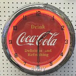 16 Drink Coca-Cola Delicious and Refreshing Coke Sign Neon Clock