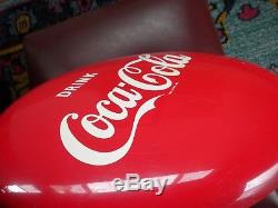16 Drink Coca-cola Button Sign 1950's Shiny Enamel Soda Pop Sign