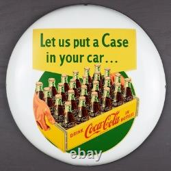 16 Inch White Coca Cola Button Sign Put A Case In Your Car