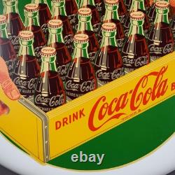 16 Inch White Coca Cola Button Sign Put A Case In Your Car