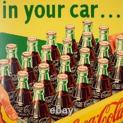 16 Inch White Coca Cola Button Sign Put A Case In Your Car