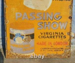 1900's Old Vintage Very Rare Passing Show Cigarette Porcelain Enamel Sign Board