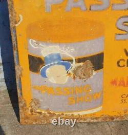 1900's Old Vintage Very Rare Passing Show Cigarette Porcelain Enamel Sign Board