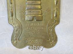 1901 Compliments of Coca Cola Coke Antique Brass Wall Plaque Sign Door Push 10