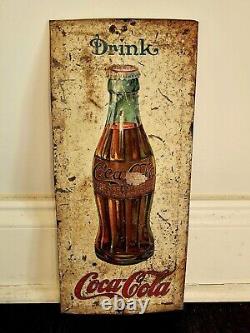 1915 Early Scarce Tin Over Cardboard Coca Cola Sign