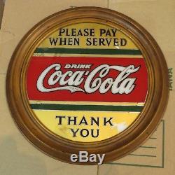 1920's 11 Round Coca-Cola GLASS Mirrored Reverse Painted Coke Advertising Sign