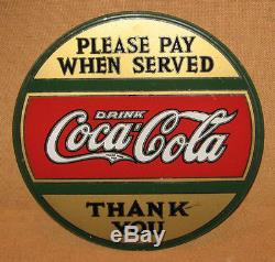 1920's/30's Coca Cola Reverse Glass Please Pay When Served Sign