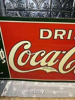 1920s Coca-Cola Tin Embossed Advertising Sign Excellent Cond. 25 1/2 X 11 3/4