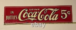 1920s Drink Coca-Cola In Bottles 5-cents single-sided embossed tin sign