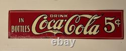 1920s Drink Coca-Cola In Bottles 5-cents single-sided embossed tin sign