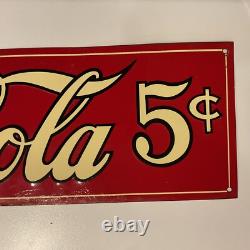 1920s Drink Coca-Cola In Bottles 5-cents single-sided embossed tin sign