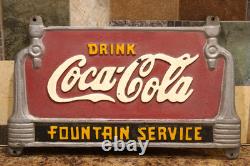 1930 Circa Coca-Cola Vintage Cast Iron Bench Sign Fountain Service Collectible