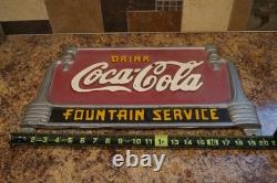 1930 Circa Coca-Cola Vintage Cast Iron Bench Sign Fountain Service Collectible