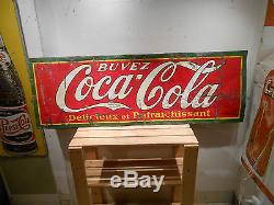 1930's Coca Cola Coke Large 58 X 20 Soda Bottle Tin Sign No Reserve