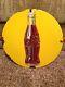 1930'S Coca Cola Yellow Bottle Button Gas Station Porcelain Sign RARE