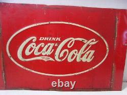 1930's Antique Vintage Coca Cola Soda Coke Tin Embossed Sign Advertising
