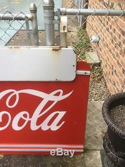 1930's Coca Cola Double Sided Porcelain Sign withHanging Bracket 4x 6 SUPER RARE