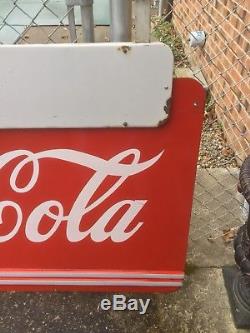 1930's Coca Cola Double Sided Porcelain Sign withHanging Bracket 4x 6 SUPER RARE