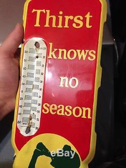 1930's Coca-Cola Thirst knows no season Porcelain silhouette girl thermometer