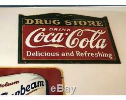 1930's Porcelain Coke Cola Drug Store Service Sign