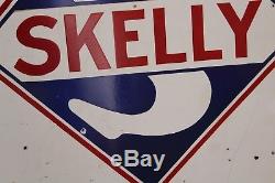 1930's SKELLY TOMBSTONE 2-SIDED PORCELAIN METAL SIGN GAS OIL COKE TEXAS FORD