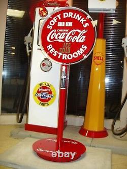 1930s 40s 50s Coca Cola Gas Station Curb Sign Lollipop