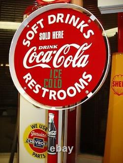 1930s 40s 50s Coca Cola Gas Station Curb Sign Lollipop