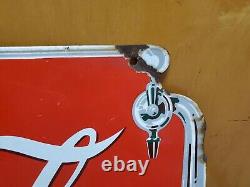 1930s Original Coca-Cola Fountain Service Porcelain Advertising Sign