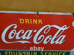 1930s Original Coca-Cola Fountain Service Porcelain Advertising Sign