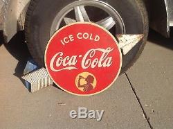 1930s round coca cola Kay Displays masonite arrow sign