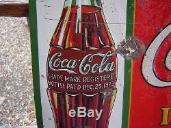 1931 Embossed Tin Coca Cola Christmas Bottle Sign