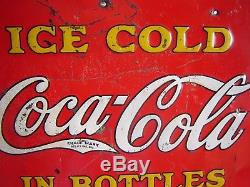 1931 Embossed Tin Coca Cola Christmas Bottle Sign