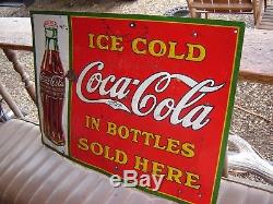 1931 Embossed Tin Coca Cola Christmas Bottle Sign