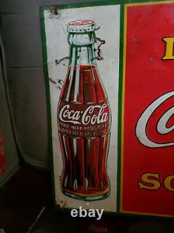 1932-33 ORIGINAL Ice Cold Coca-Cola Sold Here METAL SIGN