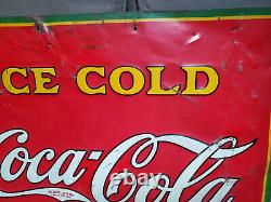 1932-33 ORIGINAL Ice Cold Coca-Cola Sold Here METAL SIGN
