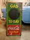 1932 DRINK COCA-COLA SOLD HERE GAS TODAY ADVERTISING SIGN station oil ice cold
