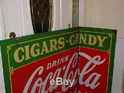 1933 Coca Cola Cigars Candy Double Sided Porcelain Sign Tenn Enamel Co Nashville