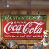1933 Coca Cola Coke Fountain Service Porcelain Sign 96 1/2 x 55