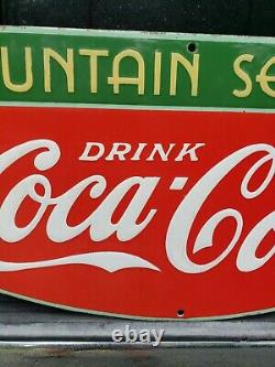 1933 Coca Cola Fountain Service Sign. Porcelain. 27inx14in