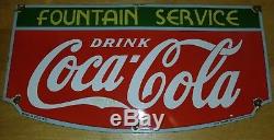 1933 Coca Cola Porcelain Fountain Service Sign