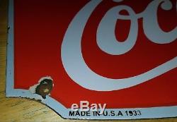 1933 Coca Cola Porcelain Fountain Service Sign