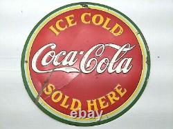 1933 Ice Cold Coca Cola Sold Here Original 19 5/8