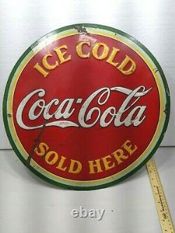 1933 Ice Cold Coca Cola Sold Here Original 19 5/8