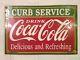 1933's Original Vintage Porcelain Coca Cola Curb Service Enamel Sign