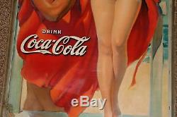 1934 COCA COLA Cardboard Sign Vintage Advertising Sign BATHING SUIT RARE