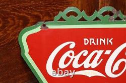 1934 Coca-Cola Ice Cold Porcelain DSP Triangle Sign By Tenn. Enamel Mfg RARE