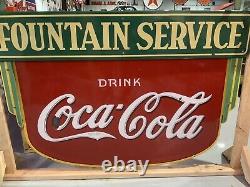 1935 Original Coke Fountain Sign With Original Hanging Pole